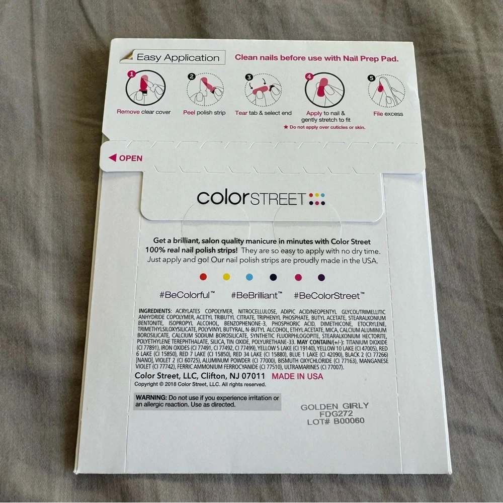 *Retired* Color Street: Golden Girly | Gold Metallic Glitter Dipped Party Yellow - Picture 4 of 14